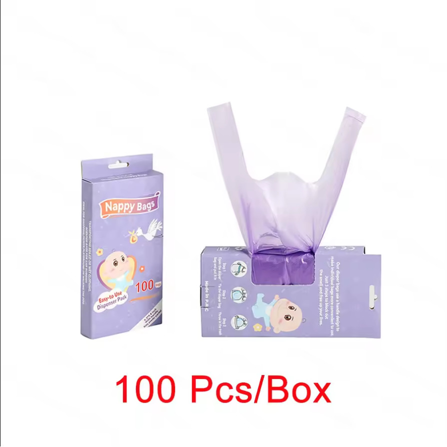 200pcs Baby Disposable Diaper Bags Scented Diaper Sacks with Tie Handle Trash Bags Baby Poop Bags
