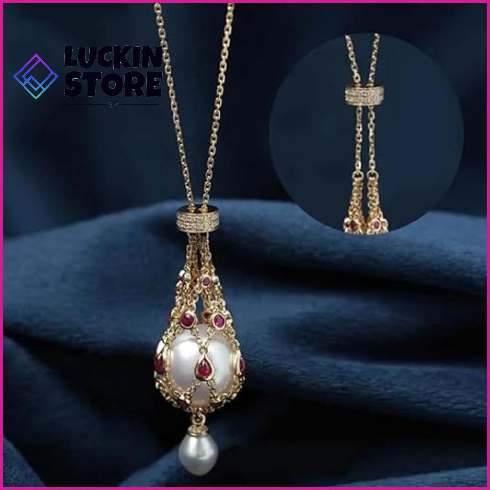 TREND 57SHOP loại dây chuyền chậu rửa đá quý ngọc trai Quà tặng trang sức Có thể hoán đổi cho nhau Vòng cổ Lưới Bện Thời trang Có thể điều chỉnh Vòng cổ ngọc trai Phụ nữ