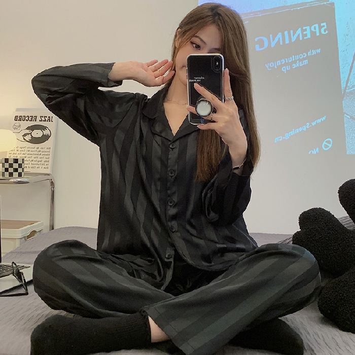 Bộ Pijama Kẻ SọC Đen TrắNg DàNh Cho Nữ - Size M-5XL-yoga159