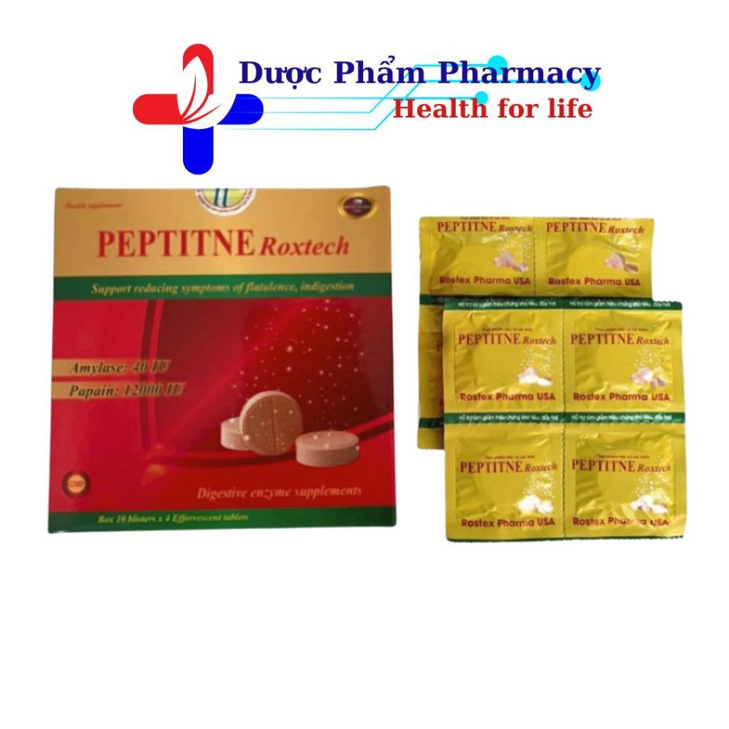 Viên sủi tiêu hóa Peptitne Roxtech giảm đầy hơi, chướng bụng, khó tiêu giảm rối loạn tiêu hóa