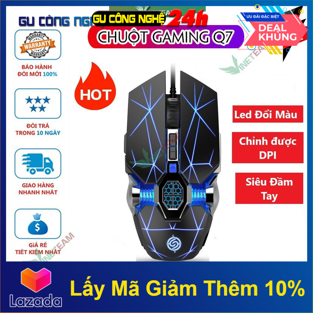 Chuột gaming siêu khủng k-snake esports q7 super gaming kiểu dáng siêu độc lạ led rgb tự đổi màu -dc4189