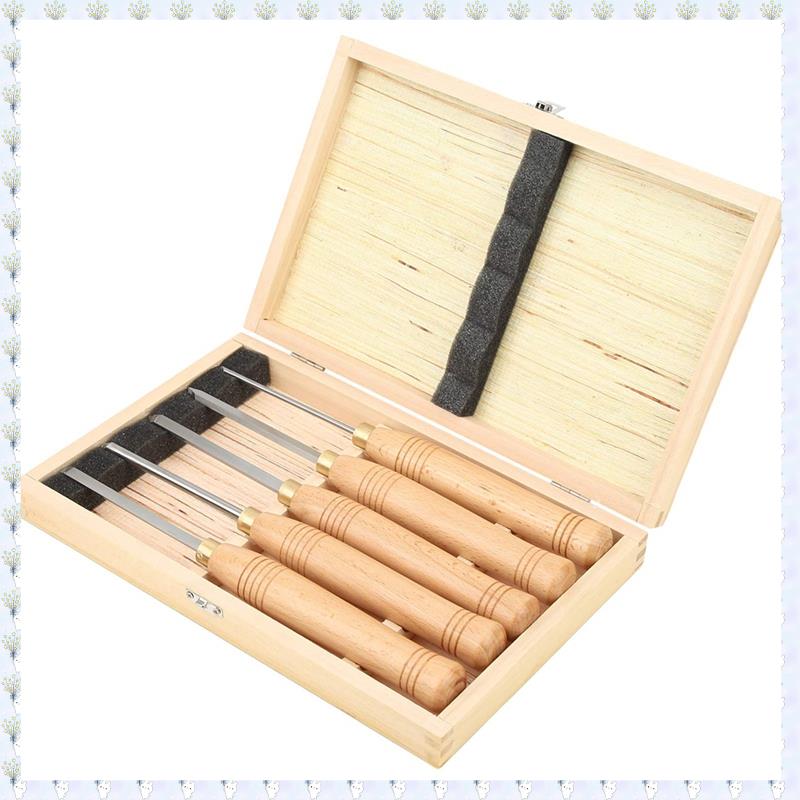 (WUND) Woodworking Tools Lathe Set,Wood Turning Tools,Lathe Chisel Set 5 Piece Set for Hardwood Handles High-Speed Steel