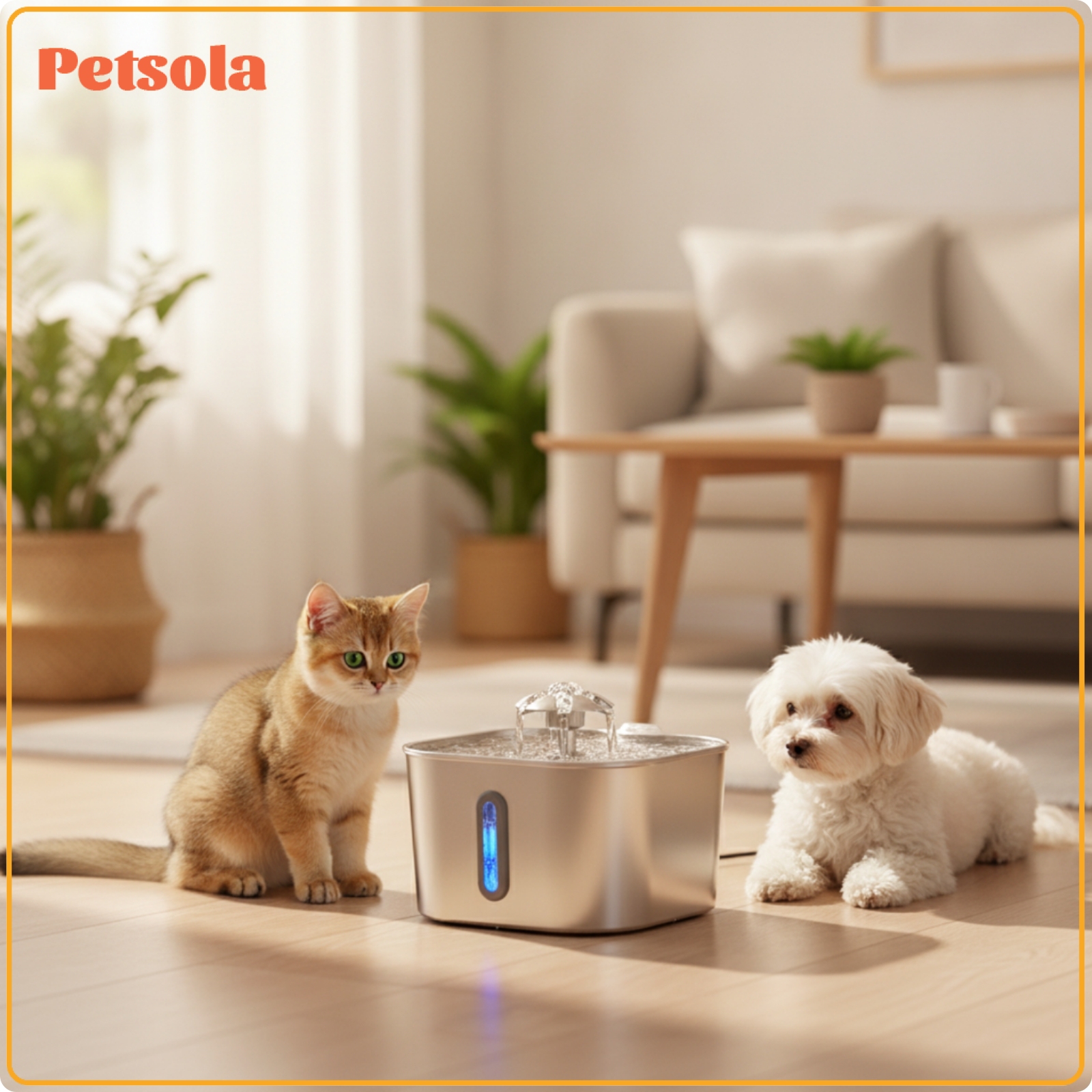 petsola Stainless Steel Pet Water Fountain Filtered Cat Water Fountain Food-Grade Fresh for Cats, Dogs, Home, Bedroom ราคา 4,586 บาท*ส่งฟรี