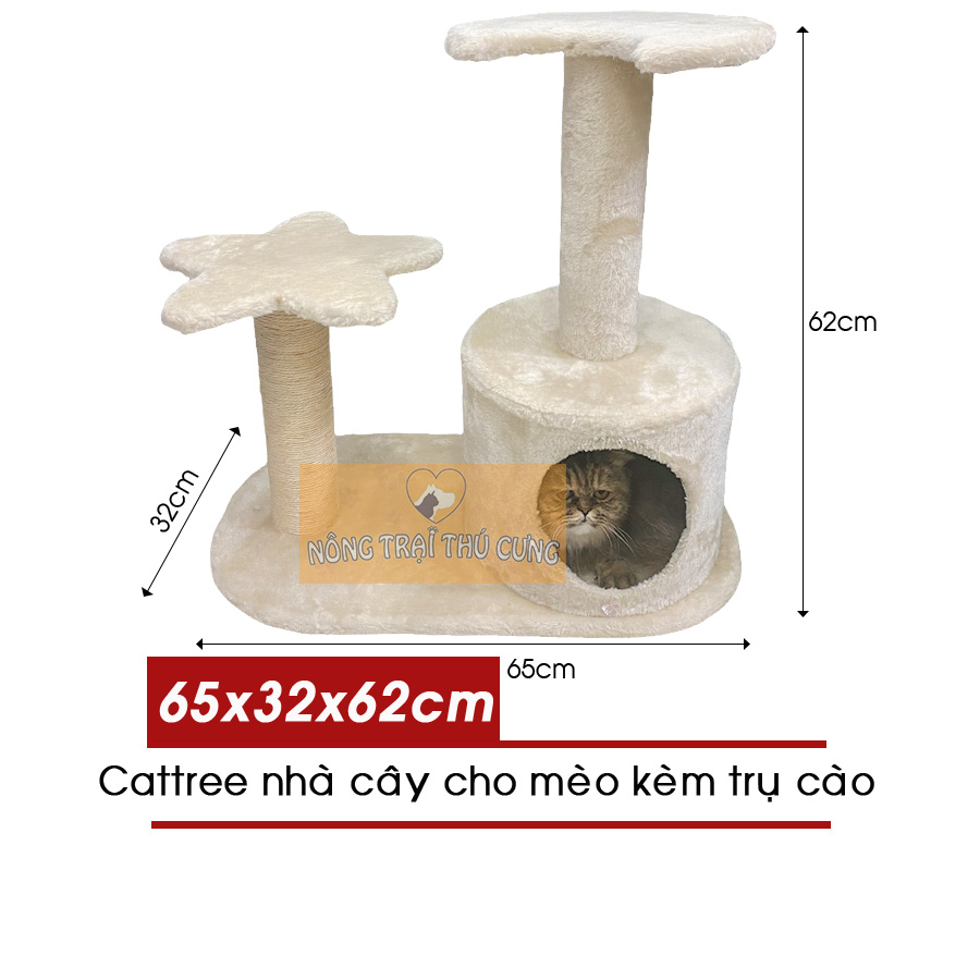 Cat Tree - Nhà Cây Cho Mèo Kèm Trụ Cào Móng CT00020 Trăng Sao