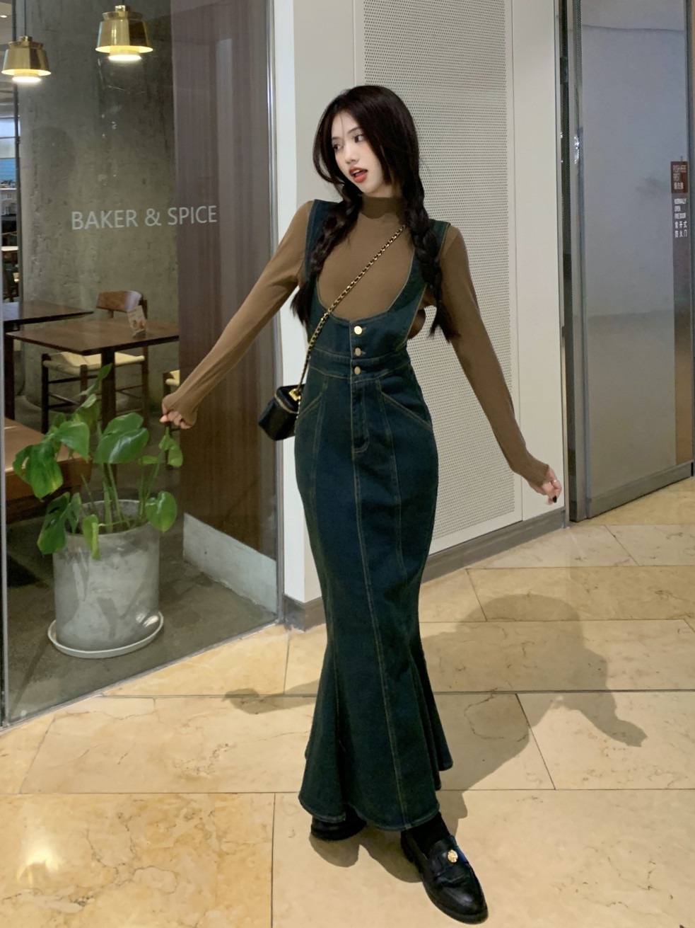 Đầm sơ mi tay dài thu đông nữ 2019 mới khí chất của váy nữ phiên bản Hàn  Quốc sơ mi lười thắt eo cổ chữ V - Váy eo cao |