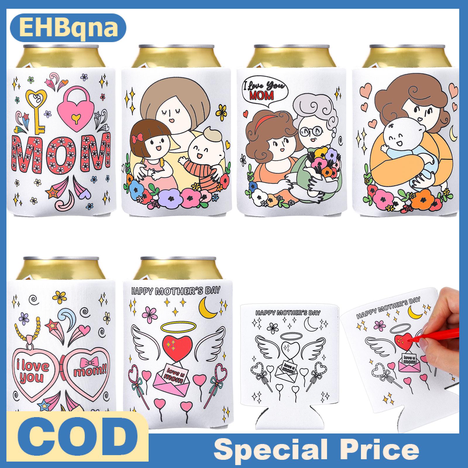 ❤❤❤Hot Sale EHBqna 12ชิ้นสำหรับวันแม่แขนเย็นสามารถทำให้เย็นลงสีของคุณเองสุขสันต์วันแม่ของคุณเองที่นำกลับมาใช้ใหม่ได้ปลอกแขนสำหรับเครื่องดื่มแบบทำมือ ราคา 131 บาท*ส่งฟรี