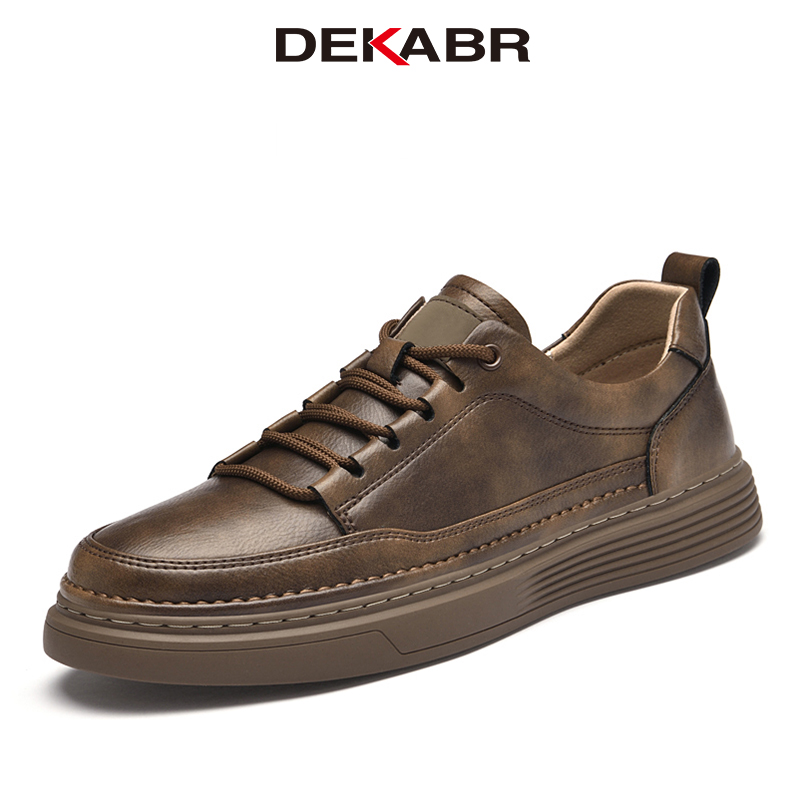 DEKABR 2025 Men's New Comfortable Leather Fashion Shoes Casual Breathable Lace up Handmade Lightweight Hollow Shoes Size 36-47 ราคา 1,116 บาท*ส่งฟรี
