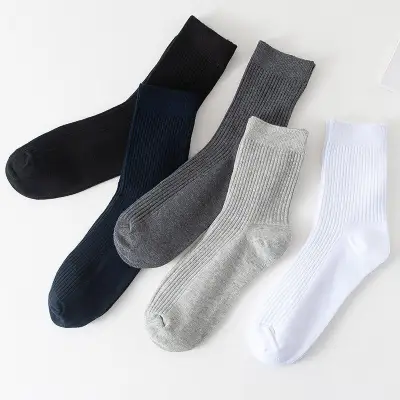 High Quality Cotton Socks Work Socks Comfortable Solid Colour (Bundle of 5)