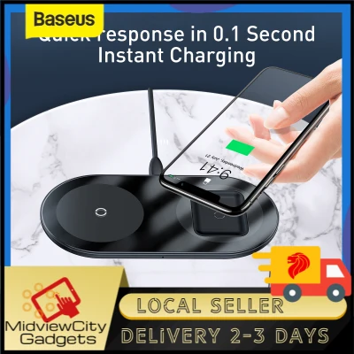 Baseus 2 in 1 Qi Wireless Charger For Airpods iPhone 11 Pro Xs Max XR X 15W Fast Wireless Charging Pad For Samsung Note 10 S10 Fast Charging Wireless Charge Pad QI Enabled Devices