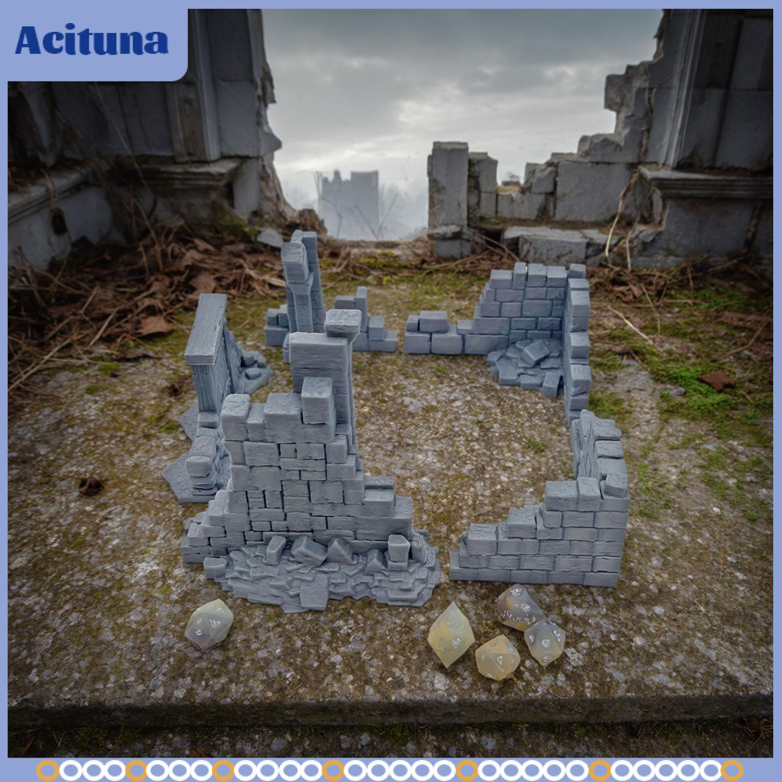 บอร์ดเกม การ์ดเกม เกมกระดานฝึกสมอง Acituna Ruined Wall Terrain Miniature Building Terrain Collection Desktop Ornament Board Game Decoration for Adults Kids Gifts
