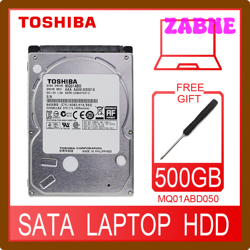 Zabne máy tính xách tay Toshiba 500GB 500g ổ cứng trong đĩa HDD HD 2.5 "5400RPM 8M SATA 2 mq01abd050