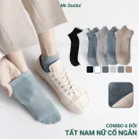 Combo 6 đôi tất nam cổ ngắn Mr.Socks mặt lưới thoáng khí, vớ nam chất cotton khử mùi- FIVE-2002-CB6