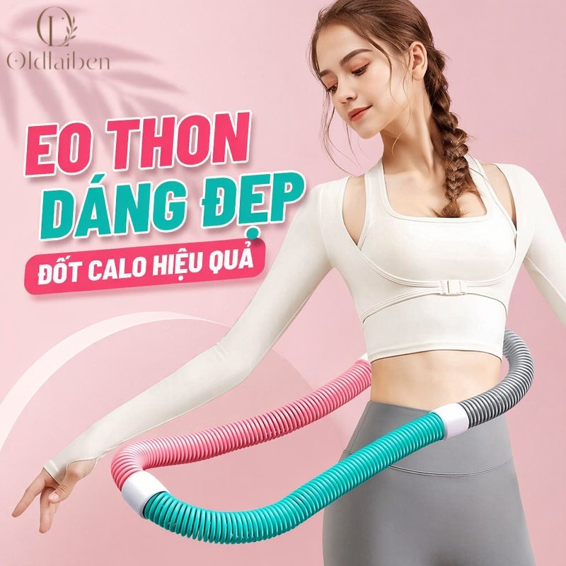 Oldlaiben Vòng lắc eo hula hoop lò xo mềm xoay êm chống trượt dây đeo an toàn tập thể dục tại nhà massage bụng