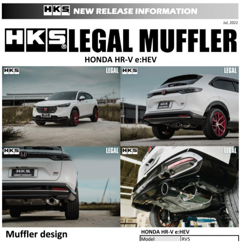 ท่อไอเสีย HKS Exhaust ตรงรุ่น Honda HRV RV ปี 22-on เครื่อง LEB-MMD ปลายท่อ Carbon Stanless Steel ไม่เป็นสนิม ราคา 10,400 บาท*ส่งฟรี