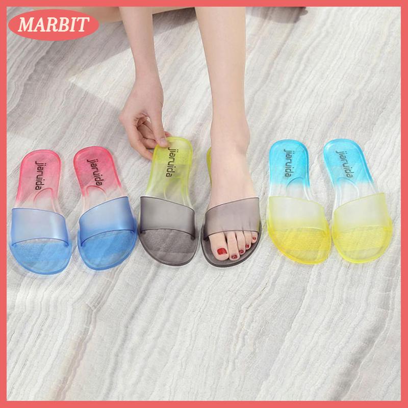 MARBIT Hot Sale รองเท้าแตะแฟชั่นสไตล์เกาหลีสำหรับผู้หญิง, ใหม่รองเท้าแตะใสไม่มีส้นคริสตัลกันลื่นสำหรับใส่กลางแจ้ง ราคา 106 บาท*ส่งฟรี