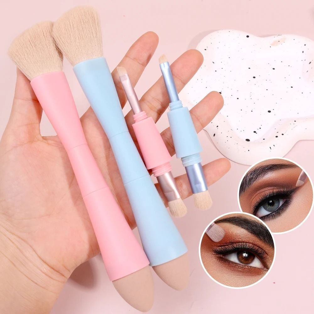 SHOP 1585 Đa chức năng Bộ cọ trang điểm 4 trong 1 Mềm Cọ Mỹ phẩm hai đầu Di động Bàn chải nước da Cọ phấn mắt Bột lỏng