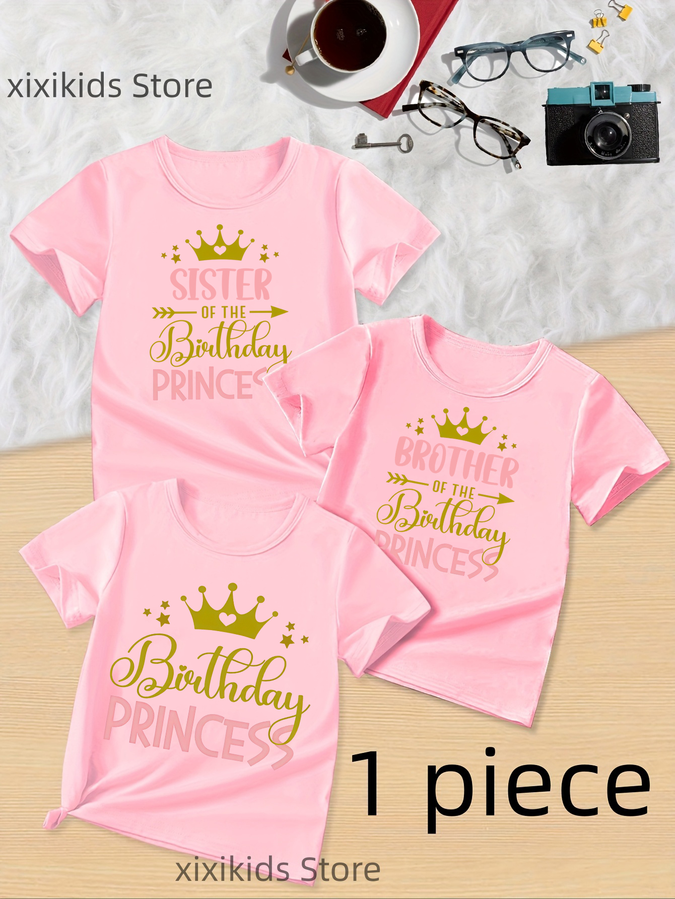 Birthday Princess Crown Prinetd Pink T Shirt Girls Brother/Sister Of The Birthday Prince Family Matching T-Shirt Kids Clothes