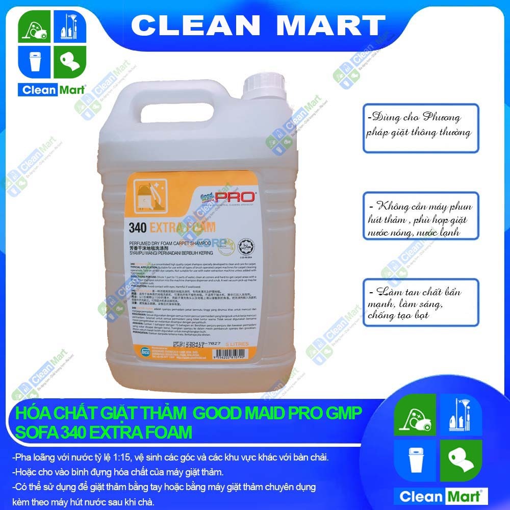 [GOODMAID PRO] Hoá Chất Giặt Thảm Sofa Goodmaid GMP 340 EXTRA FOAM - CLEAN MART