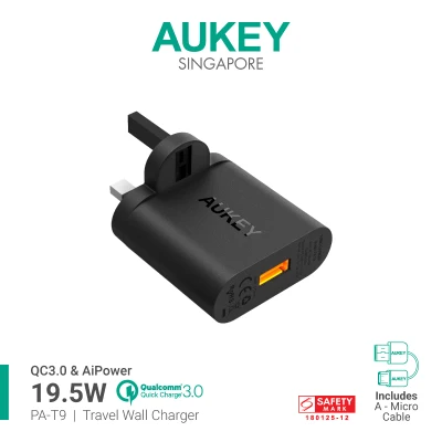 Aukey PA-T9 19.5w Quick Charge 3.0 3pin Wall Charger