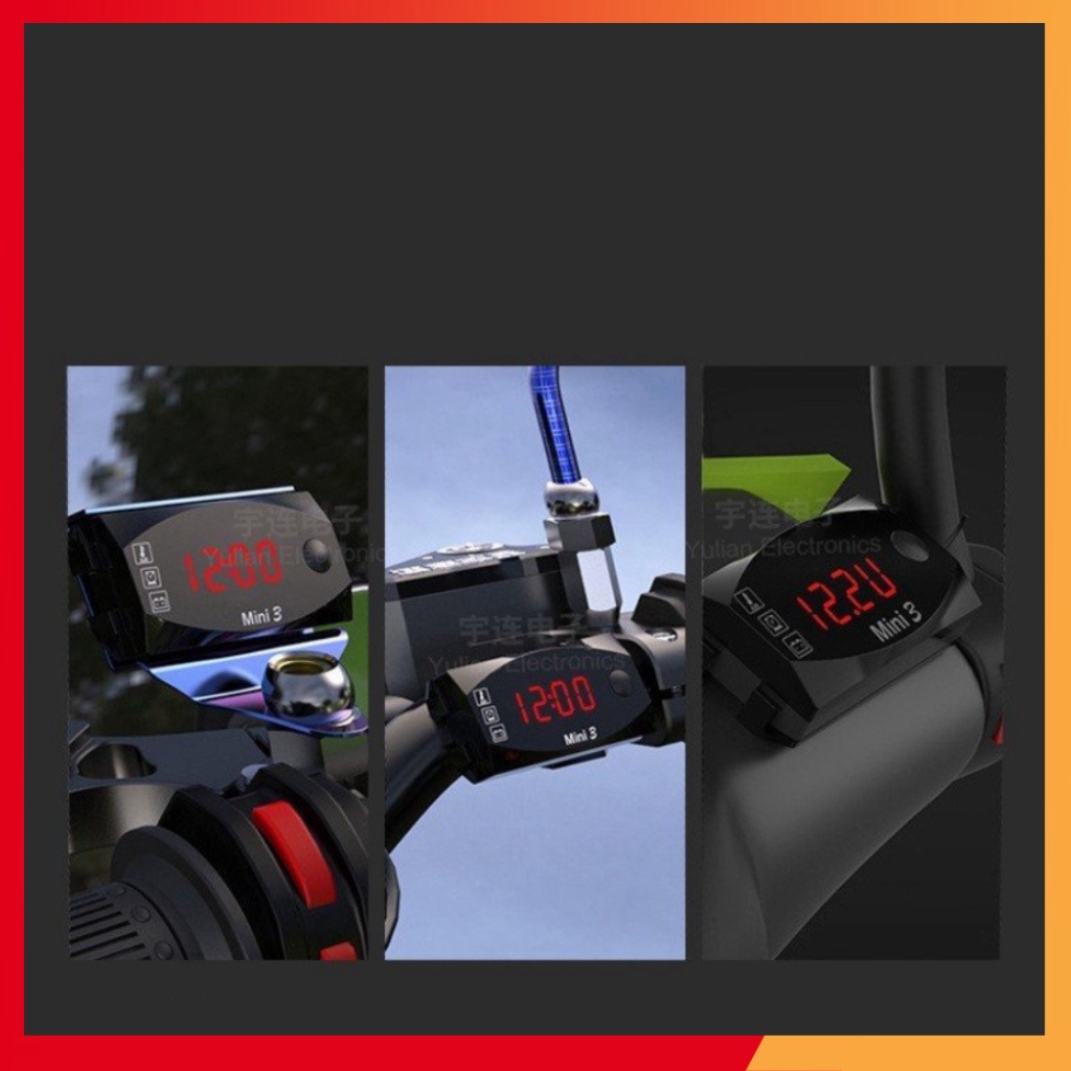 Đồng hồ Volt 3 chức năng Volt+Time+nhiệt độ - ĐỒNG HỒ BÁO VOL 3 IN 1 MINI 3 ( TIME, VOL, NHIỆT ĐỘ) - Hàng Chống Nước