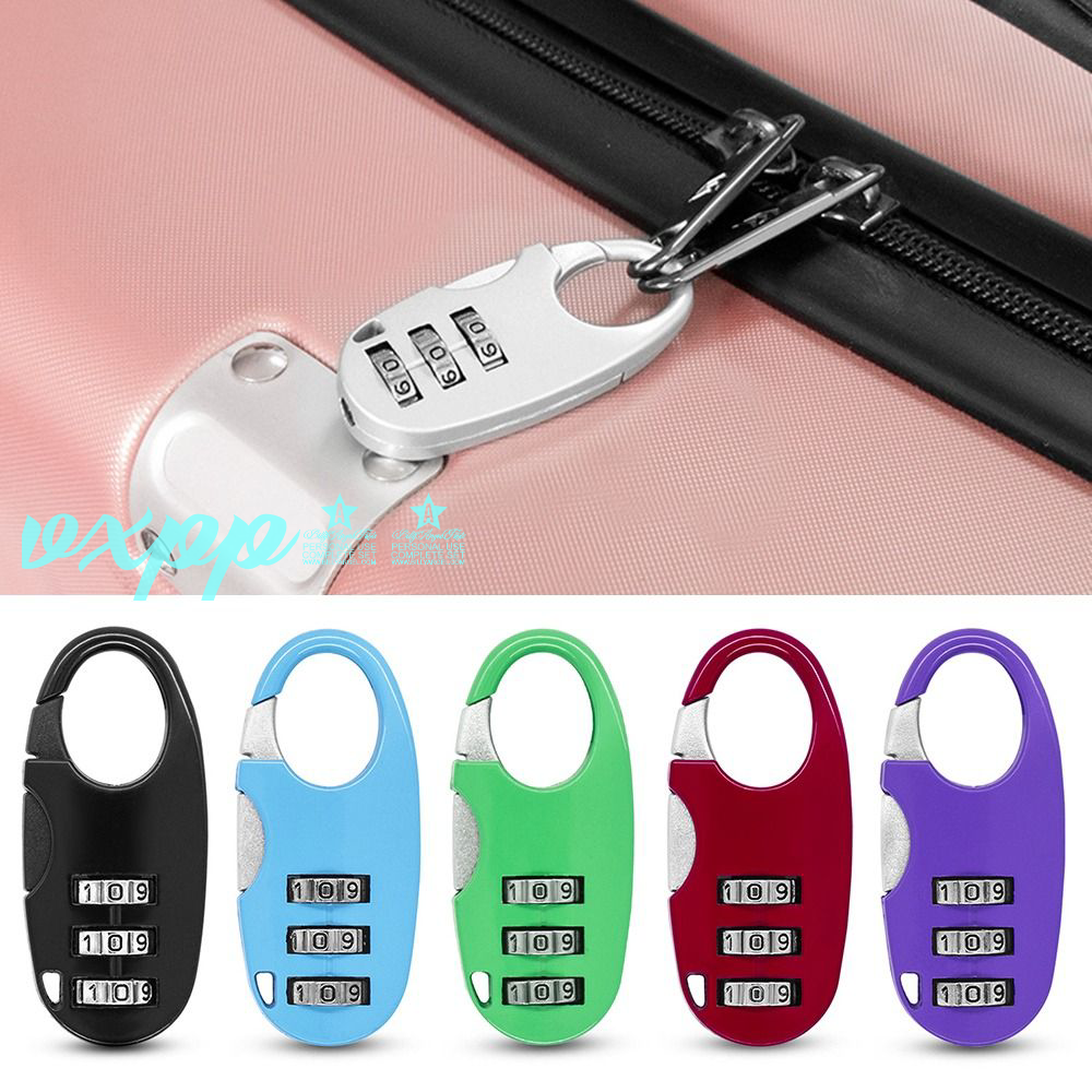 [Hot V] 3-cijferige Wachtwoordvergrendeling Slaapzaal Kast Mini Lock Rugzak Rits Bagage Hangslot Zinklegering Combinatie Slot Beveiliging Tool