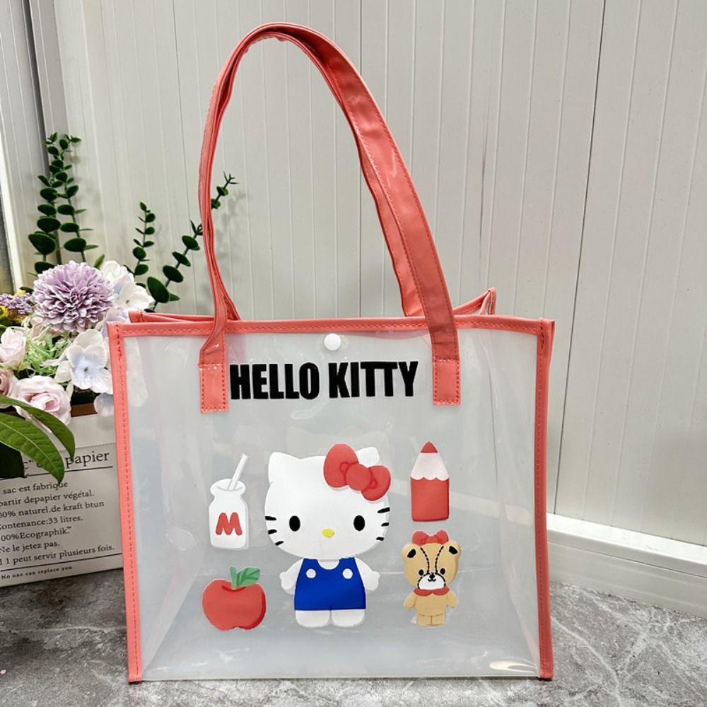 GOUPDO Trong suốt Túi xách thạch sanrios Anime Hoạt hình dễ thương Túi tote du lịch  Tay cầm bền Túi giặt - 5