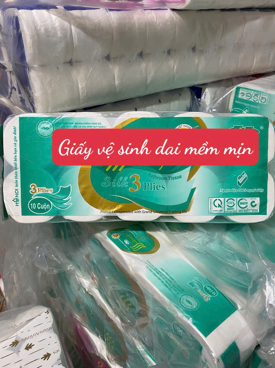 Giấy Vệ Sinh Mềm MỊN Siêu Dai 10 Cuộn 4 Lớp