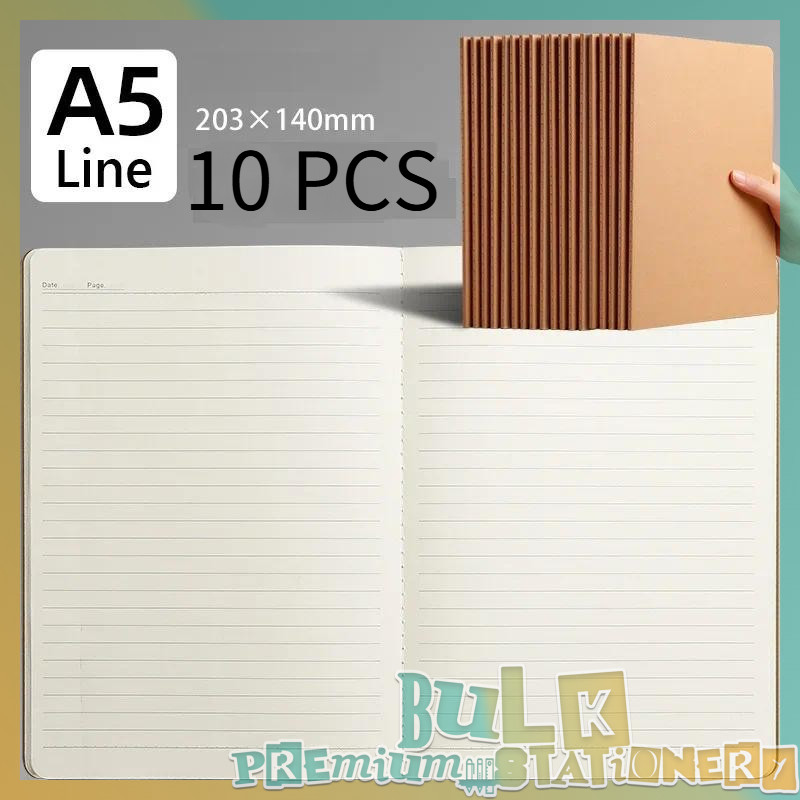 BULK 10PCS A4/A5/B5 Lined Notebook Kraft Cover 36Sheets Journal Notepad Stationery School Writing Supplies
