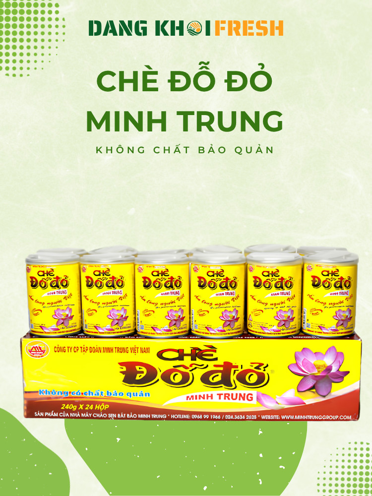 Thùng 24 Lon Chè Đỗ Đỏ Minh Trung 240g Chè Đậu Đỏ Cháo Ăn Liền Không Chất Bảo Quản