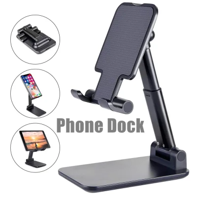Cellphone Desk Stand Holder Adjustable, Cell Phone Dock Holder, Angle Height Adjustable, Folding CP Stand with Holder for Desk Table Bed, Stand Phone Accessories