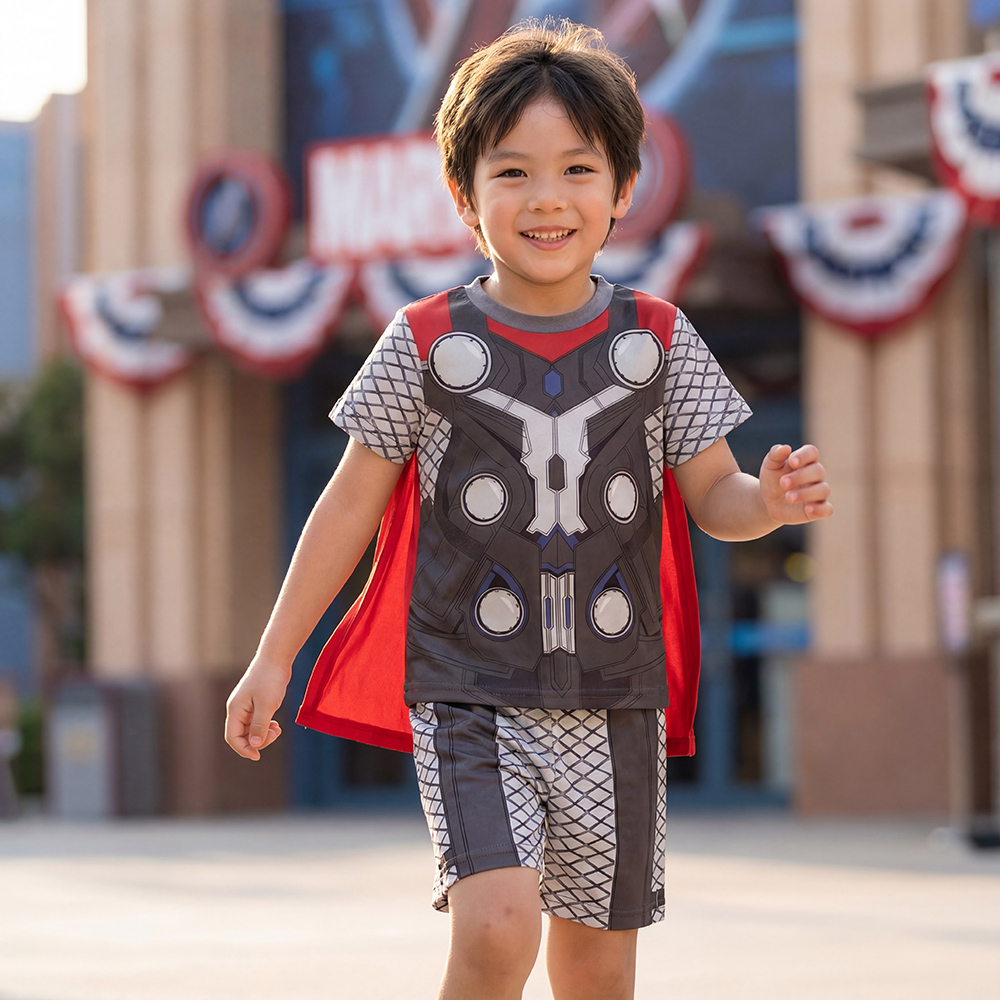 Baby Boy Clothes Set Cartoon Marvel Superhero Thor Short Sleeve Outfits Cotton Toddler Kids Clothing Sets 1-7 Years