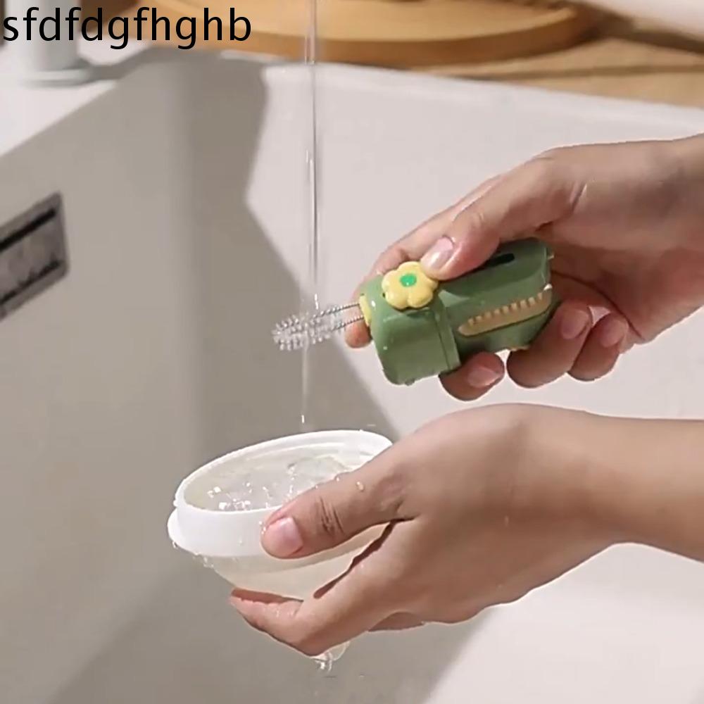 SFDFD Thuận tiện Dụng cụ rửa chén 5 trong 1 Tay cầm dài Đa năng Bàn chải chai silicon Thiết thực Dụng cụ vệ sinh chai nước Bàn chải làm sạch bình sữa em bé Trẻ mới biết đi