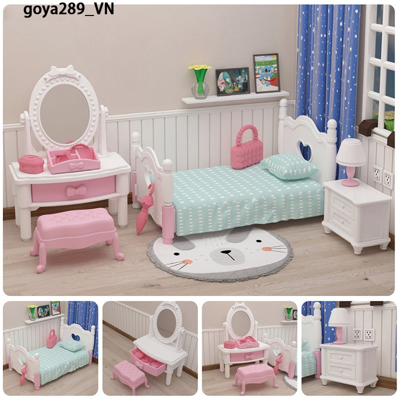 goya289 Homesix Nhà Búp Bê Trẻ Em Siêu Thị Mini Nhà Bếp Phòng Ngủ Mô Phỏng Nhà Cảnh Đồ Chơi VN