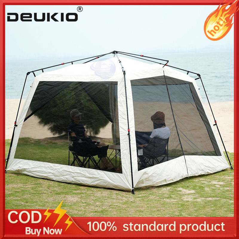 DEUKIO Outdoor automatic canopy tent 8-10 people pergola rainproof thickened silver awning, mosquito net, living room tent ราคา 3,038 บาท*ส่งฟรี