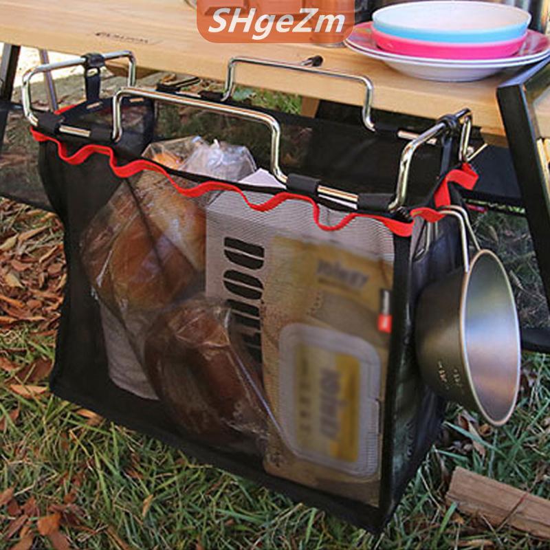 [COD] SHgeZm Lưu trữ di động lưới Dã Ngoại bảng đứng cho cắm trại ngoài trời nướng Kit nhà bếp kệ lưu trữ túi lưới