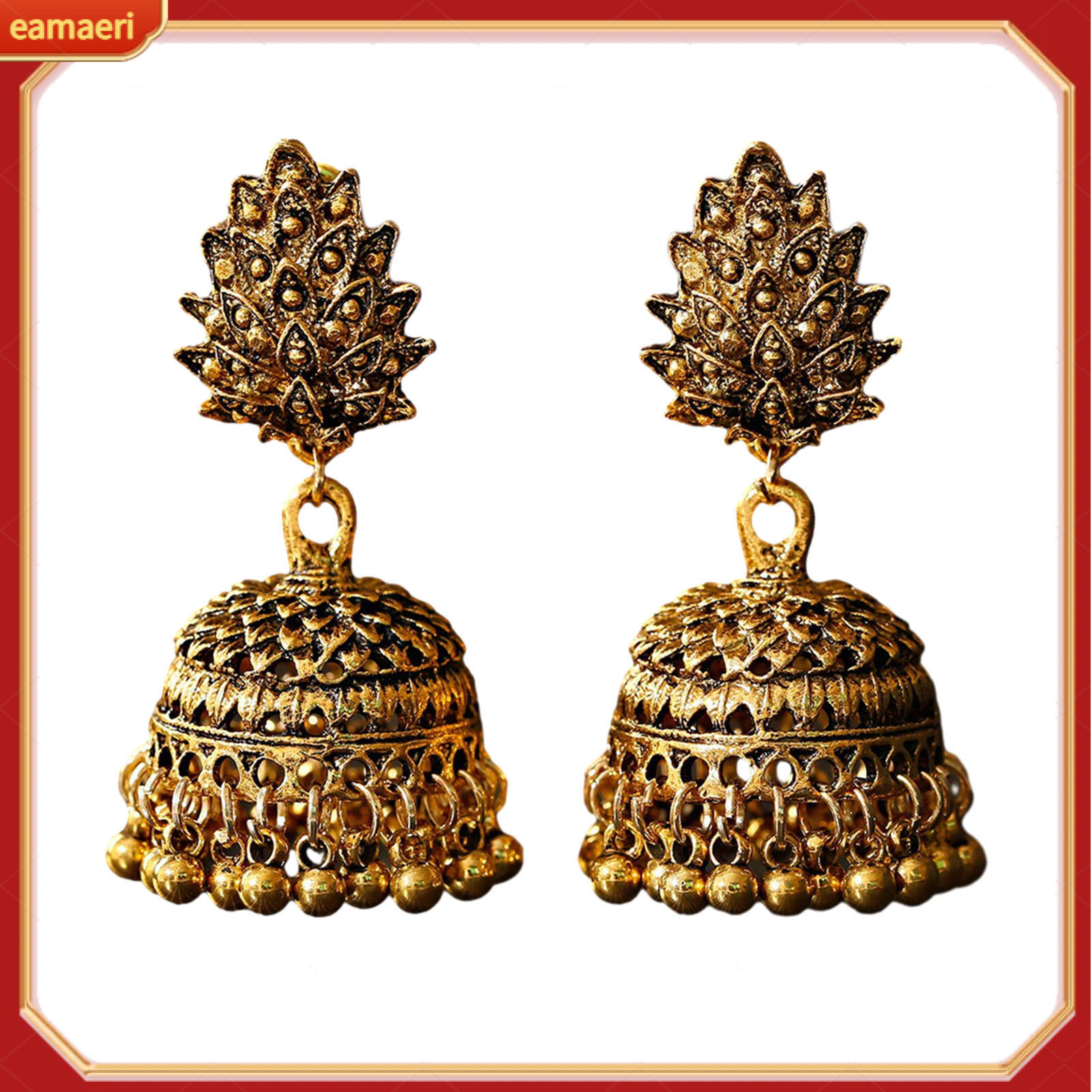 Indian Bohemian Tassel Drop Earrings for Women Ethnic Afghan Vintage Bell Earrings Retro Tribal Gyps