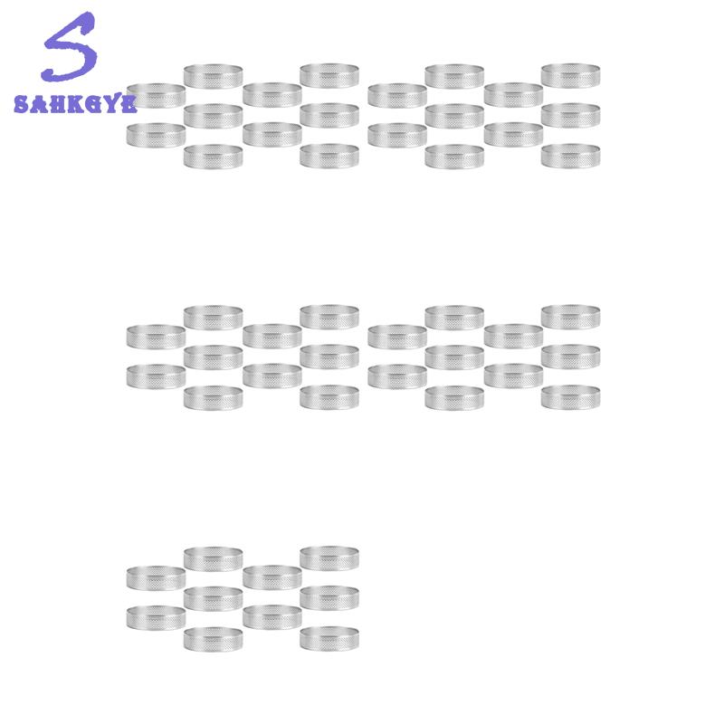 เครื่องครัวและอุปกรณ์บนโต๊ะอาหาร Sahkgye Greatbuy666-50 ชิ้น 9 เซนติเมตรวงกลมทาร์ตแหวนที่มีรูสแตนเลสขนมผลไม้พาย Quiches เค้กมูสแม่พิมพ์ครัวเบเกอรี่แม่พิมพ์ ราคา 5,812 บาท*ส่งฟรี