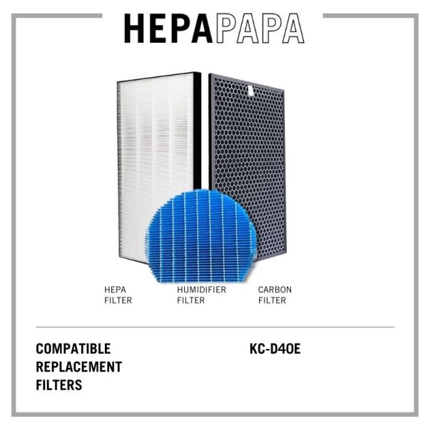 Sharp KC-D40E Compatible Filters (HEPA+Carbon+Humidifier filter)  (FZ-D40HFE/FZ-D40DFE/FZ-A60MFE) [Free Alcohol Swab] [SG Seller] [7 Days Warranty] [HEPAPAPA] Singapore
