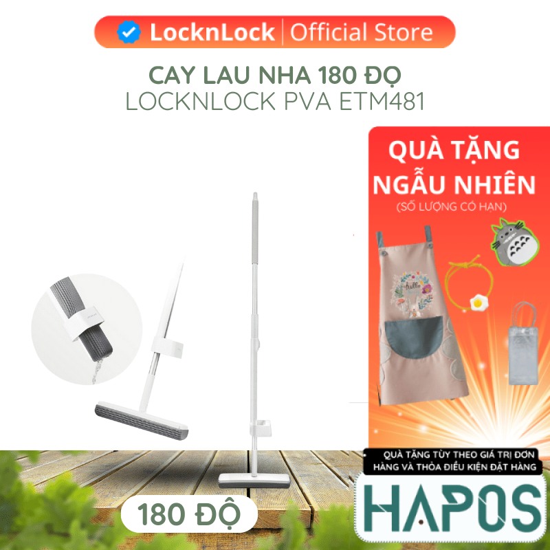 Cây lau nhà LocknLock Pva ETM481 - cán nhôm cầm nhẹ, tiết kiệm diện tích bảo quản - HAPOS OFFICIAL