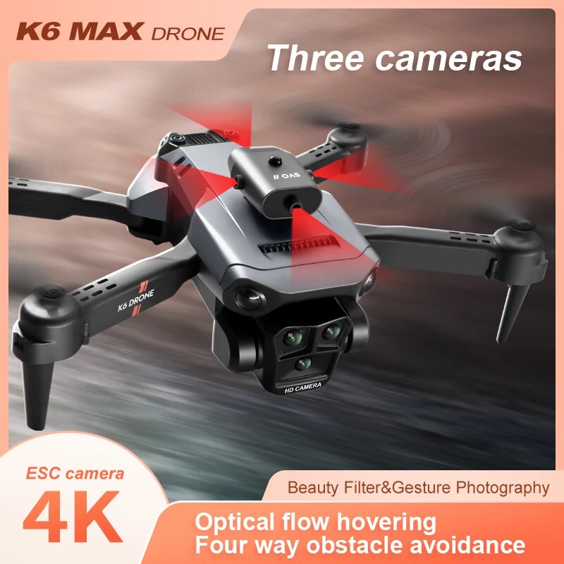 New K6 MAX tránh chướng ngại vật gấp Quadrotor ba camera Mini Drone 4k Ống kính điều khiển điện tử Light Flow Hover