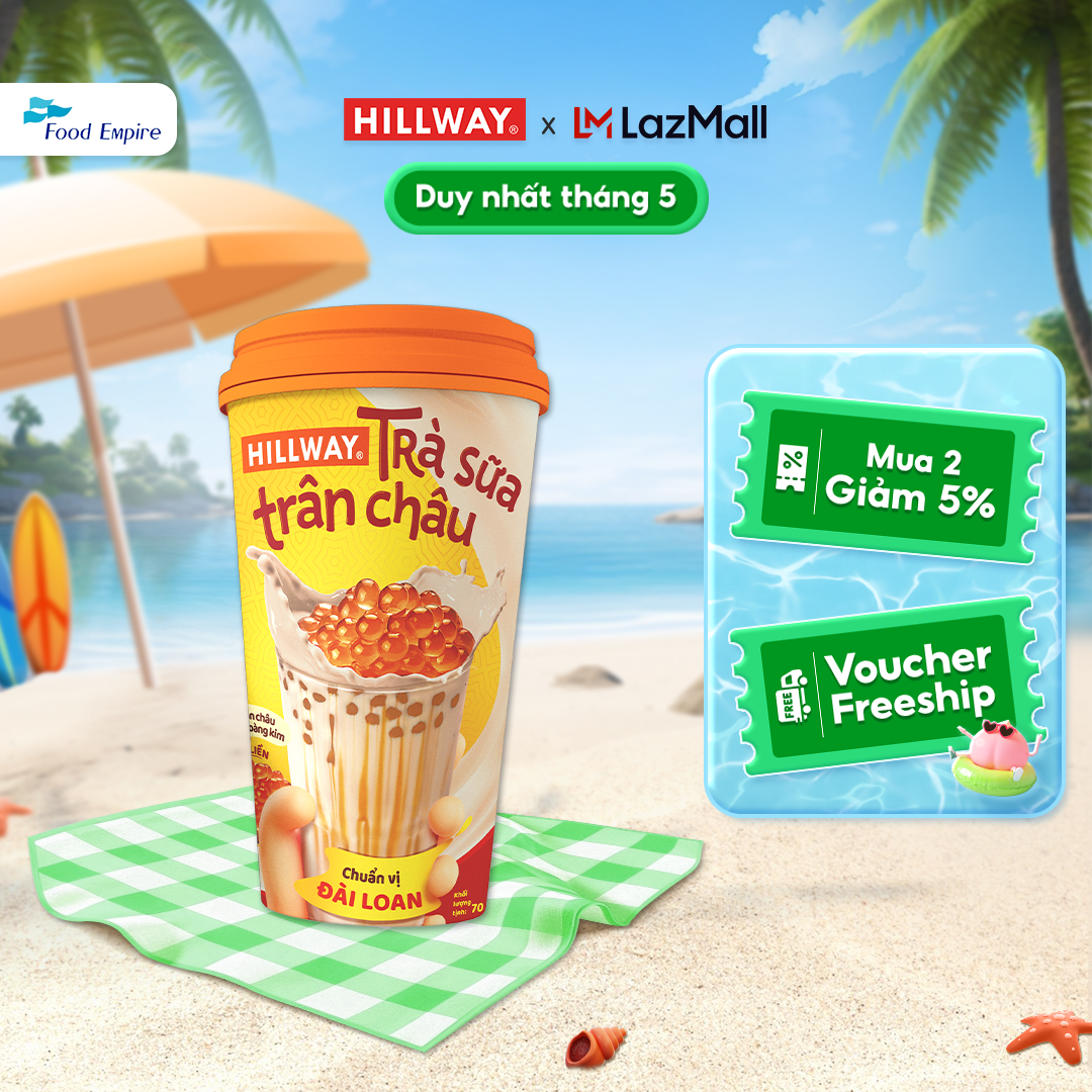 Trà Sữa Trân Châu Hoàng Kim Hillway dạng Ly  - Chuẩn vị Đài Loan size L (Ly 1 gói trà sữa 1 gói trân