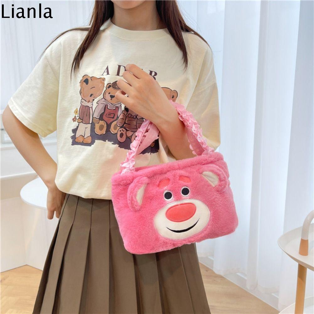 LIANLA Giai điệu Túi Tote Vải nhung lông kuromi Hoạt hình Mèo KT Túi Xách Vải lông hoạt hình Mềm Túi đeo vai Túi xách hình gấu dâu tây Cô Gái