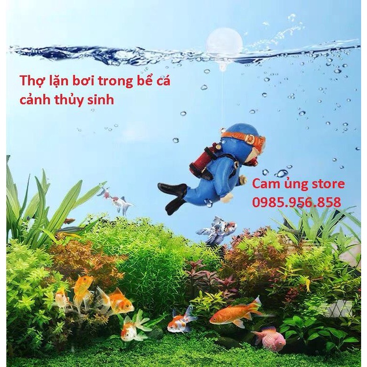 Thợ lặn trang trí bể cá- Mô hình thợ lặn, chụp ảnh bơi trong bể cá cảnh thủy sinh- đồ chơi phụ kiện thủy sinh