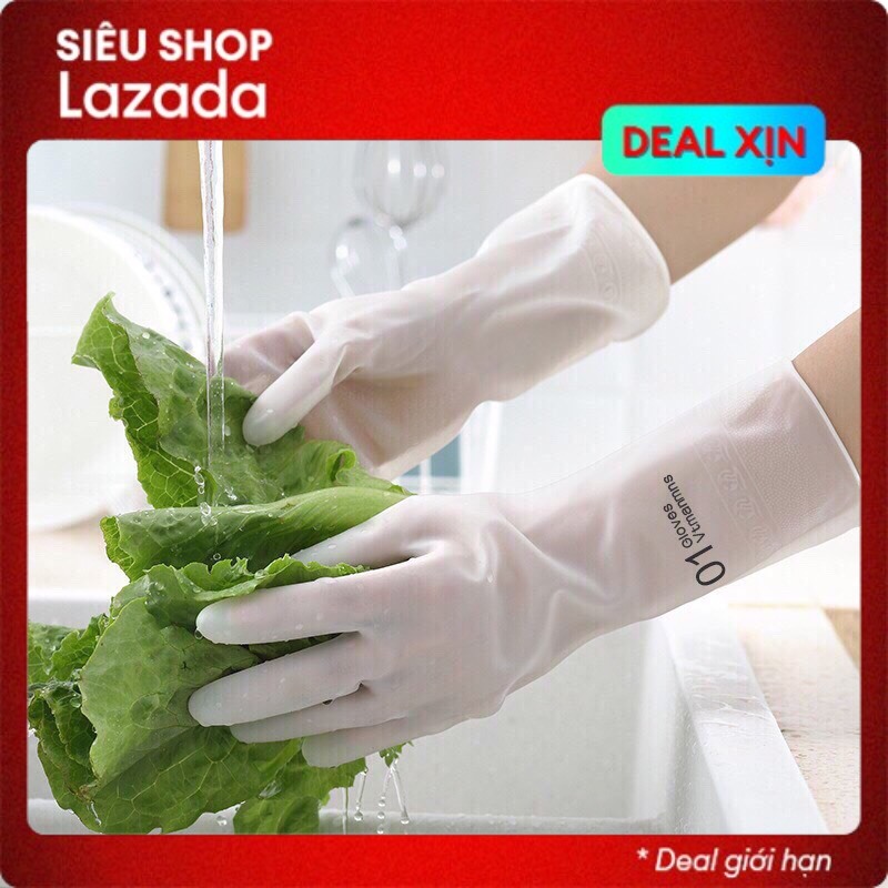 Găng tay rửa chén bát cao su silicon siêu dai cực bền loại 1 - Gang tay con hươu