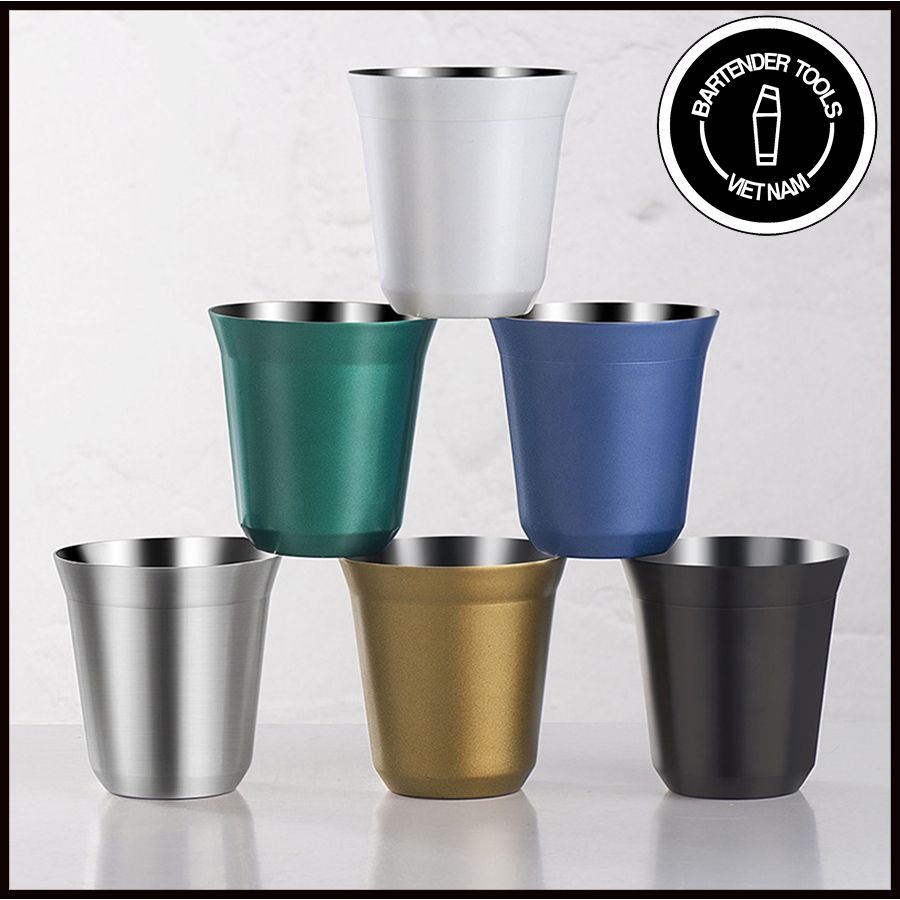 Cốc uống cà phê inox 304 hai lớp cách nhiệt mạ màu  Dụng cụ barista