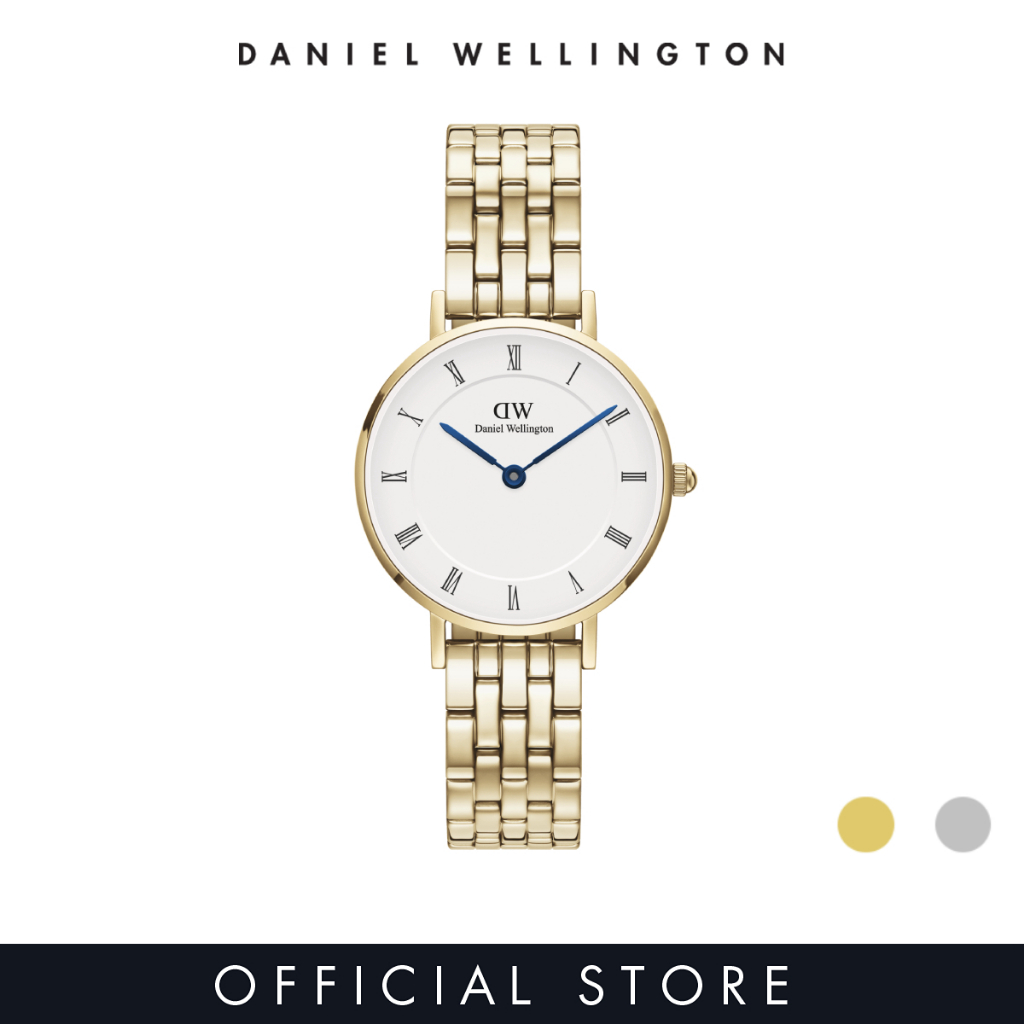 [2 years warranty] Daniel Wellington Petite Roman numerals 28mm 5-Link White Dial Gold / Silver - Fashion Watch for women - Stainless Steel Strap Watch - Female Watch - DW Official - Authentic