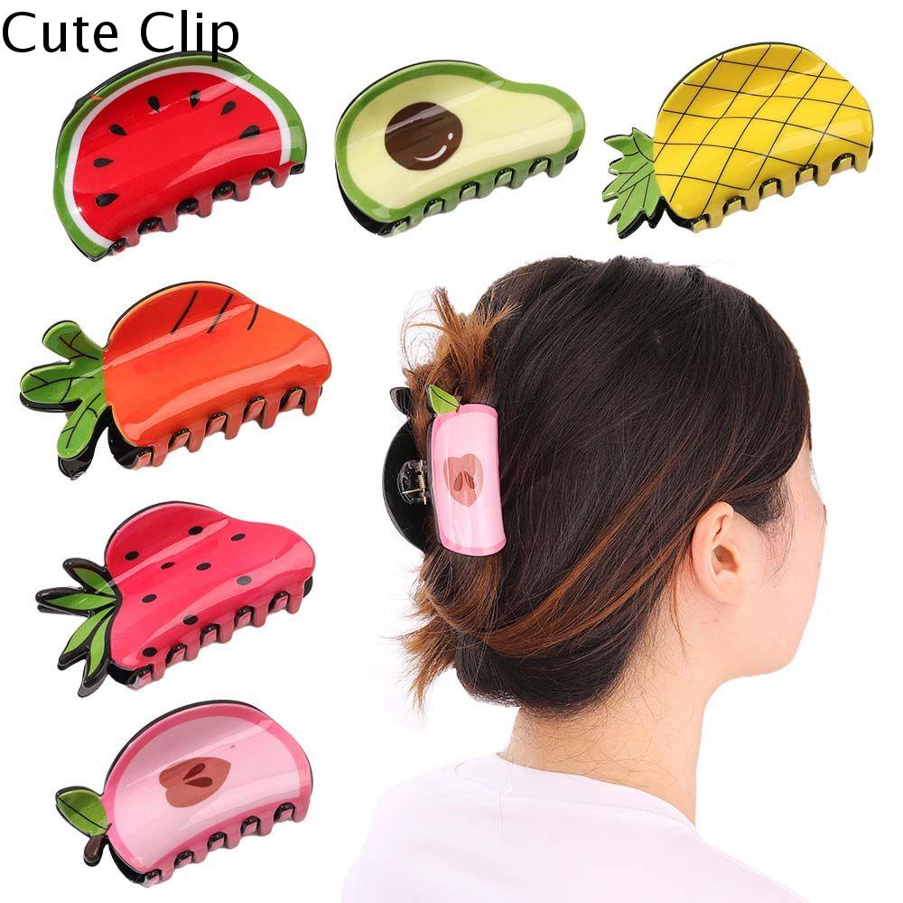 CUTE CLIP Đơn giản Ngọt ngào Mùa hè Rau Dâu tây Dưa Hấu Thực Phẩm giả Tóc Clip Hàn Quốc Phong Cách Lấy Clip Trái cây Tóc Claw Nữ Phụ Kiện Tóc