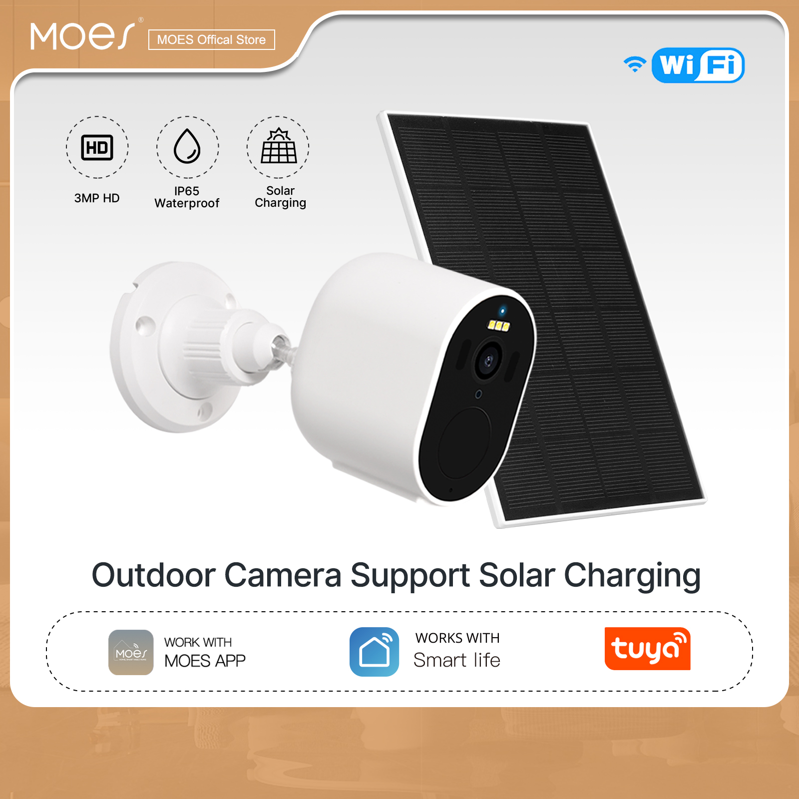 MOES Tuya WiFi 4MP HD Smart Security Camera Solar Charging IP65 Waterproof Full Color Night Vision Work With Alexa Google Home ราคา 1,823 บาท*ส่งฟรี