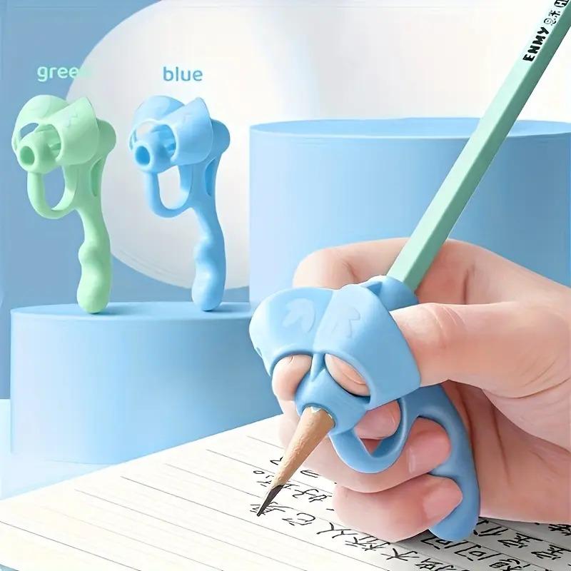 Silicone Pencil Holder Two Fingers Children Writing Training Tool Pencil Holder Pen Writing Aid Grip Postute Correction for Kids School Office