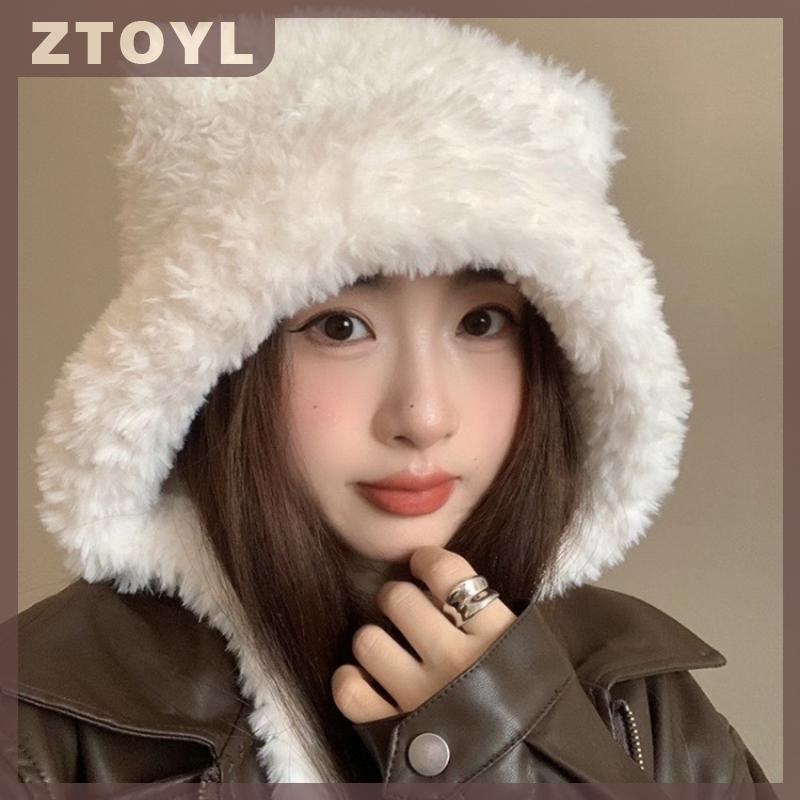  ZTOYL Dễ Thương Gấu Tai Mùa Đông Mũ Len Tai Bảo Vệ Xô Hat Sang Trọng Lạnh Bằng Chứng Đi Xe Đạp Cap Cho Phụ Nữ 